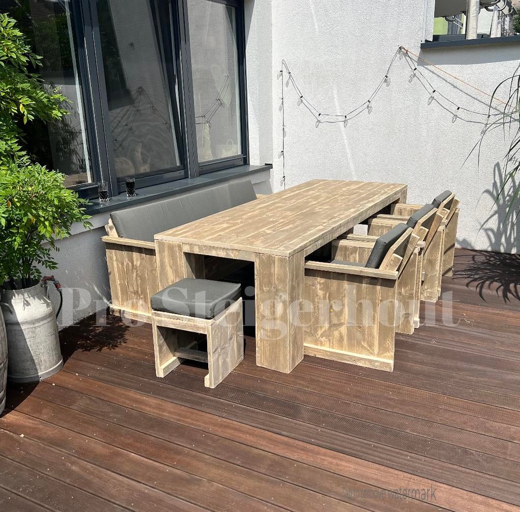 Foto 6 van Steigerhout Tuinset Tuintafel Eettafel met Stoelen & banken