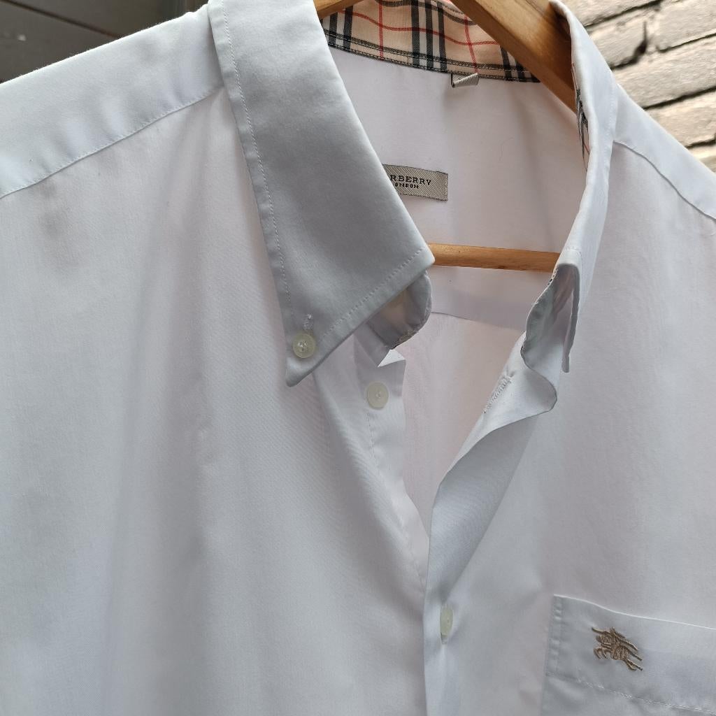 Burberry overhemd xl, Kleding | Heren, Ophalen, Wit, Zo goed als nieuw, Halswijdte 43/44 (XL)