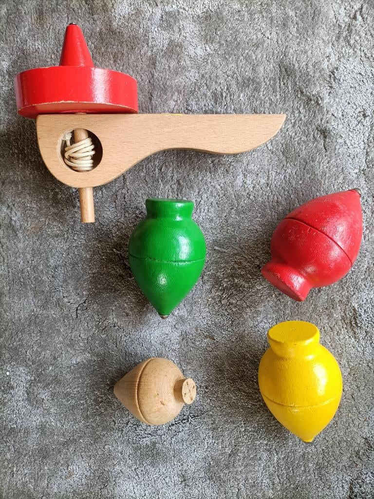 Vintage Houten Tollen Set, Antiek en Kunst, Antiek | Speelgoed, Ophalen of Verzenden