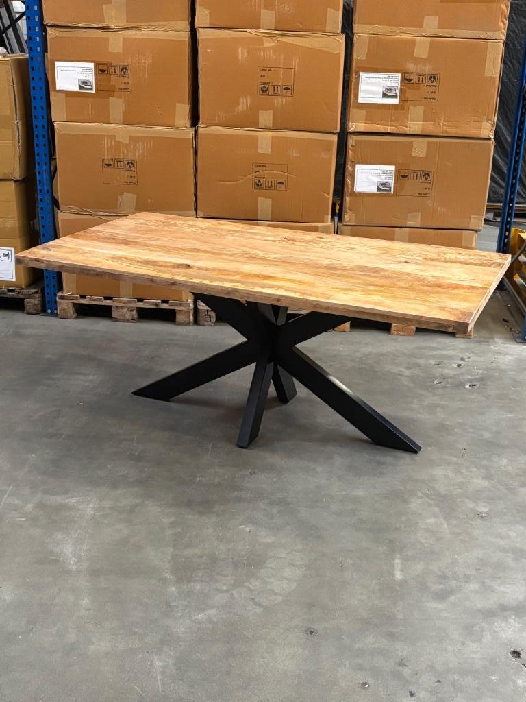 Rechthoek Eettafel Mangohout 180CM (NIEUW IN DOOS), Huis en Inrichting, Rechthoek eettafel naturel mangohout, Nieuw, 50 tot 100 cm