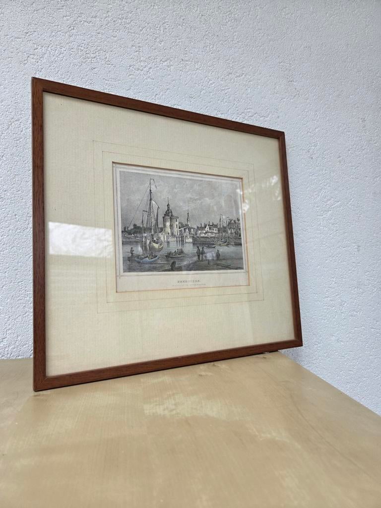 Ets van Enkhuizen - "Gezigt op de buitenhaven.", Antiek en Kunst, Ophalen of Verzenden