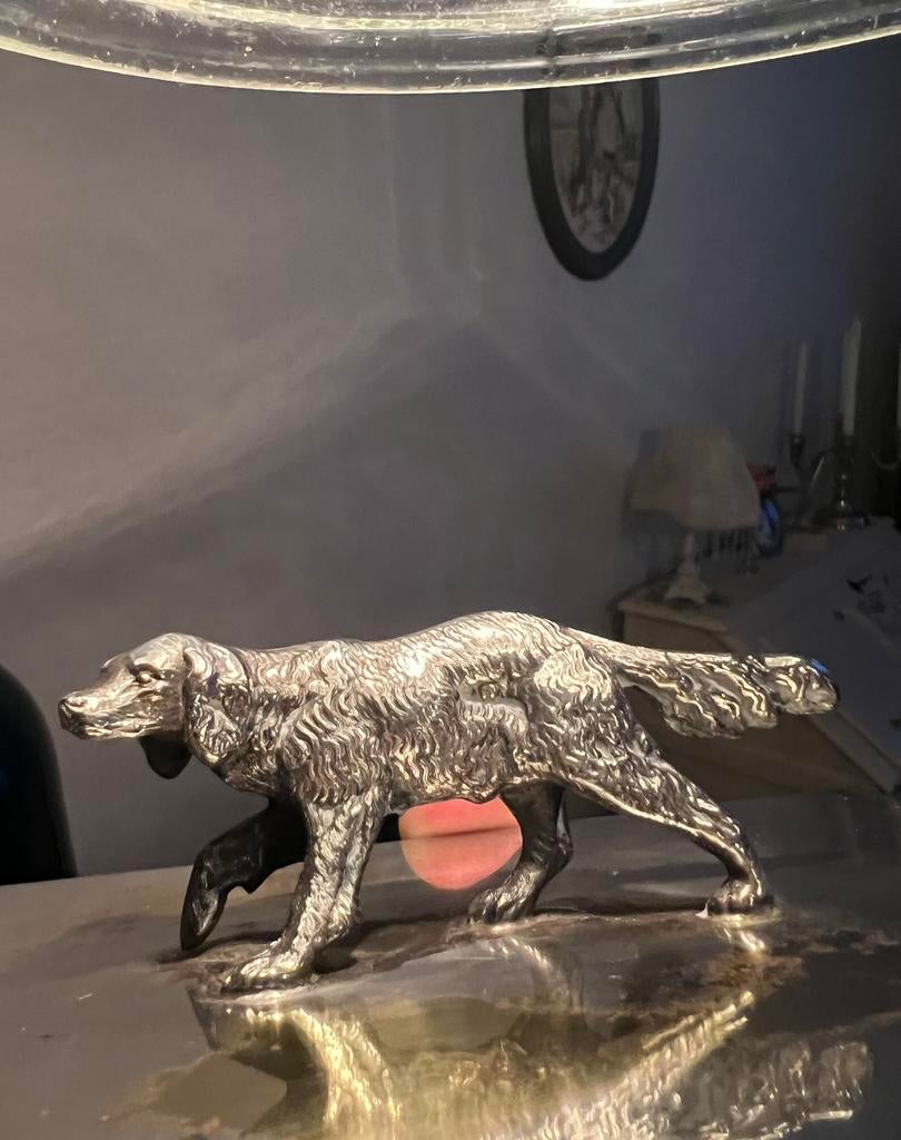 Reed Barton jachthond beeldje setter verzilverd paperweight, Antiek en Kunst, Ophalen of Verzenden