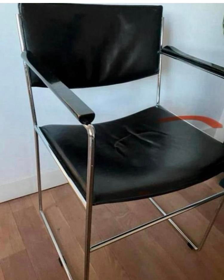 Arco eetkamerstoel, vintage, Arnold Merckx, Zwart, Ophalen of Verzenden, Metaal, Eén