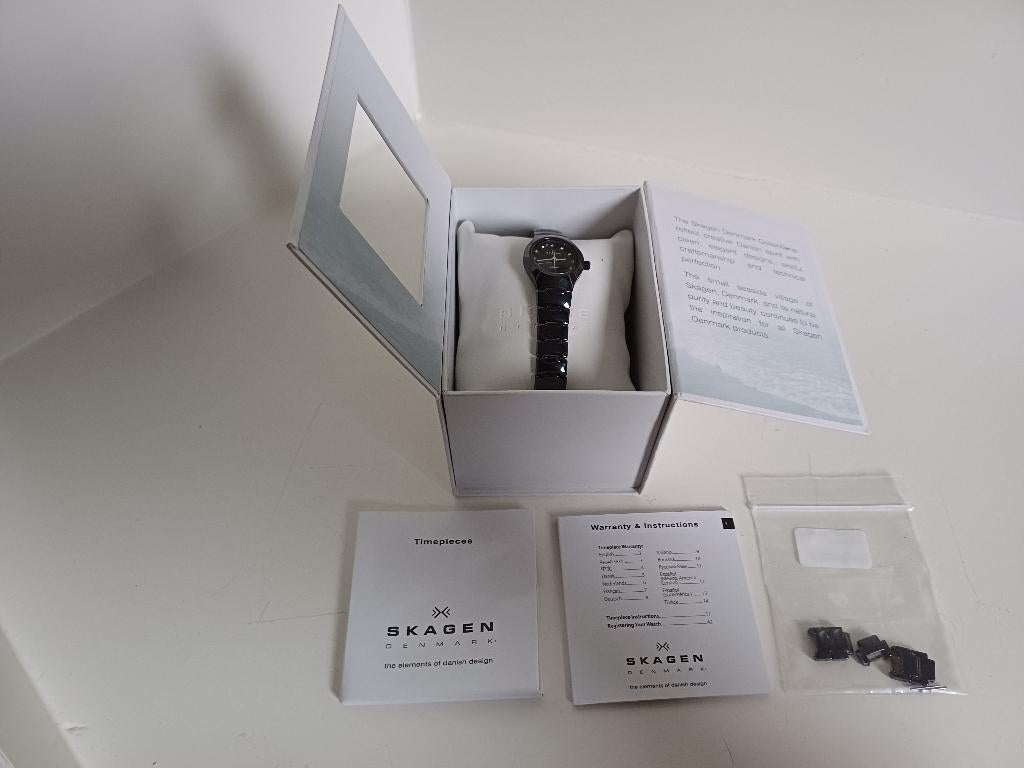 HORLOGE SKAGEN, NIEUWE BATTERIJ +EXTRA SCHAKELS, Sieraden, Tassen en Uiterlijk, Horloges | Dames, Overige merken, Staal, Polshorloge
