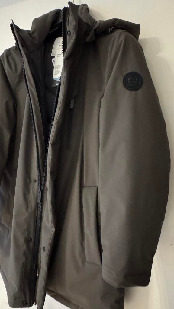 Woolrich Mountain Stretch Down Parka, Kleding | Heren, Jassen | Winter, Ophalen, Zo goed als nieuw, Blauw