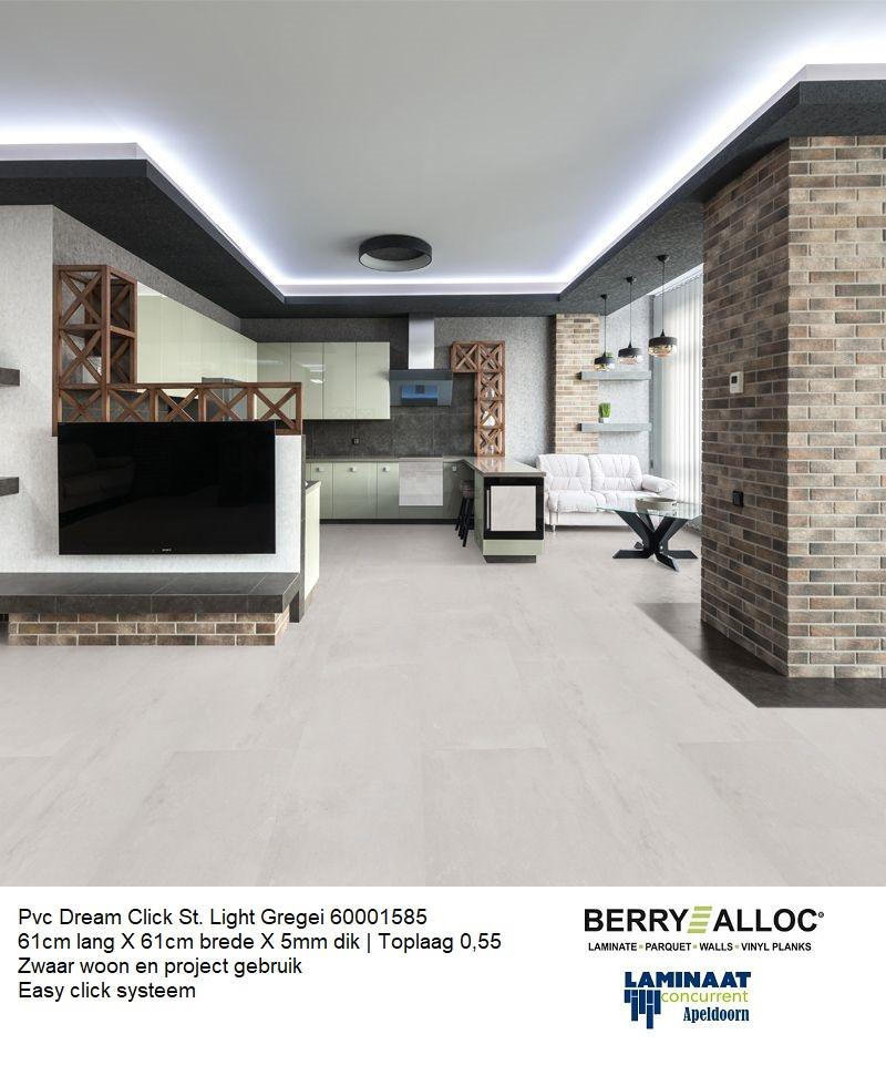 Pvc Dream Click St. Light Gregei 1585 61cm lang X 61cm brede, 75 m² of meer, Nieuw, Ophalen of Verzenden, Grijs