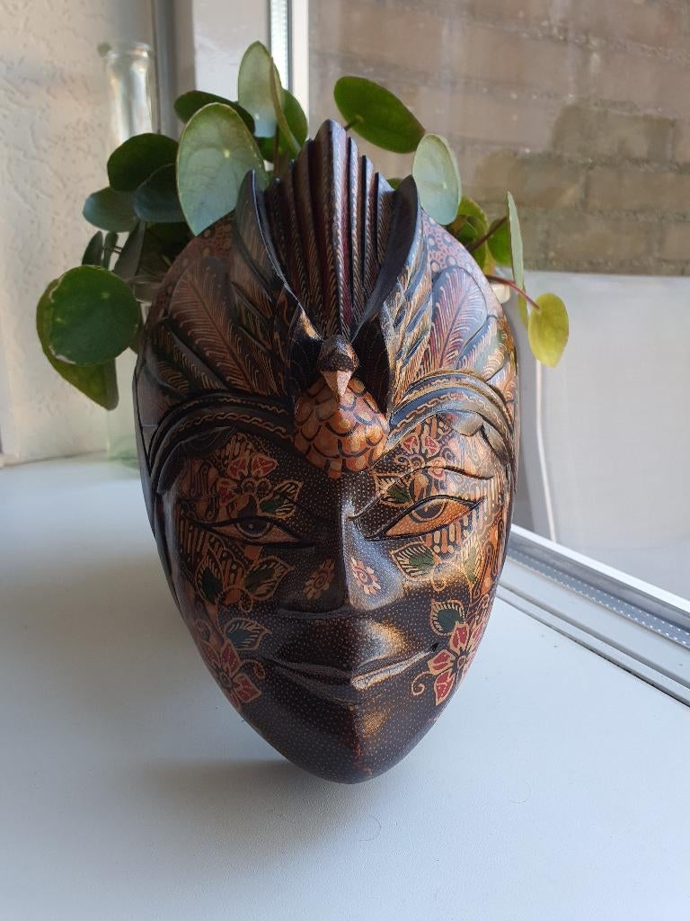 Authentiek Javaans Topeng Masker – Handgesneden – Vintage, Antiek en Kunst, Kunst | Niet-Westerse kunst, Ophalen of Verzenden