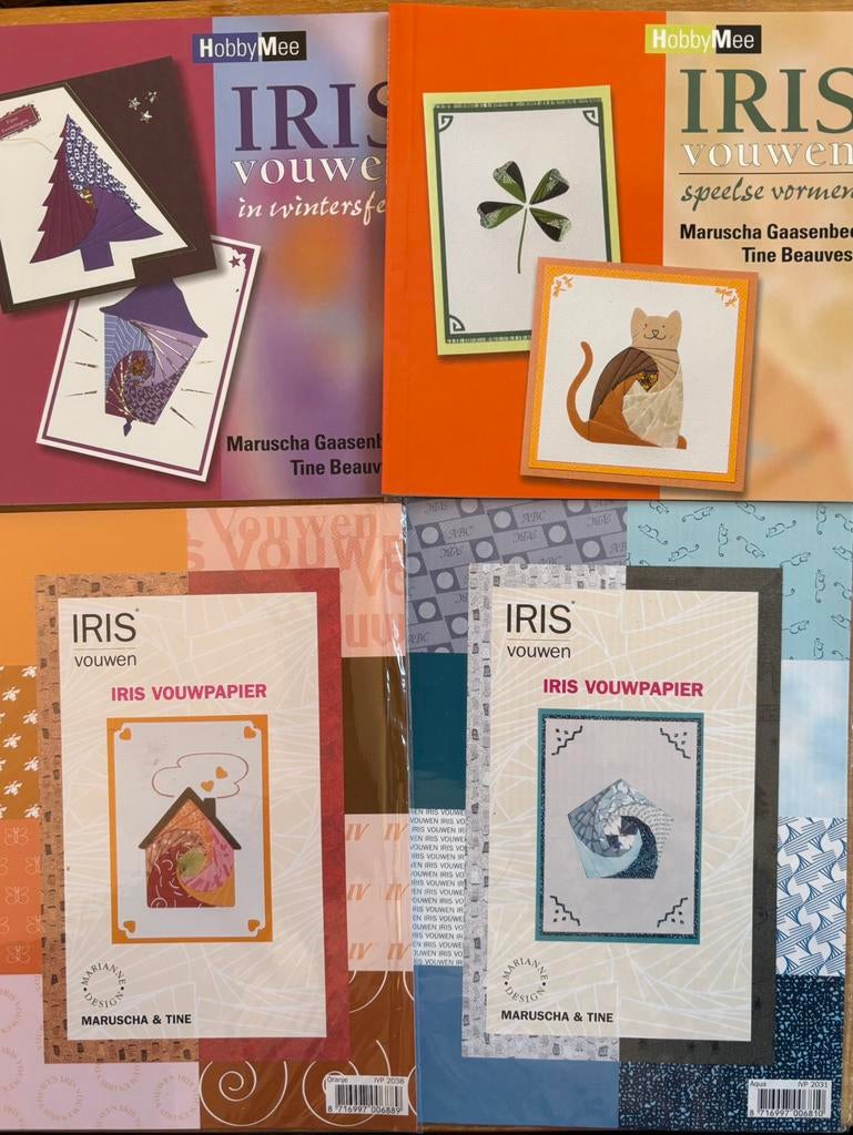 Pakketje iris vouwen 2 boekjes en 2 pakjes irisvouwen papier, Ophalen of Verzenden, Zo goed als nieuw