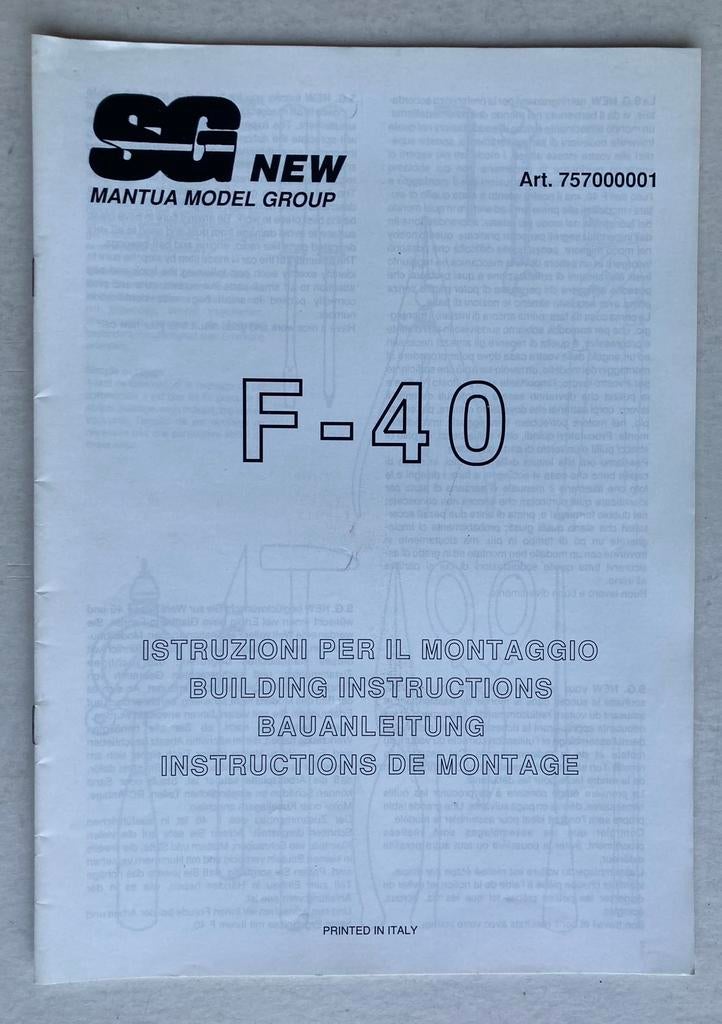 Vintage zeldzame SG F-40 nitro racecar manual, Verzenden, Zo goed als nieuw, Onderdeel, Nitro