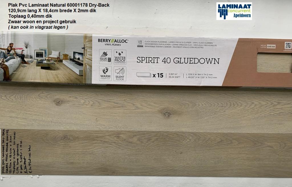 Visgraat Plak Pvc Natural met leggen + Egaliseren €39,95p/m2, 75 m² of meer, Ophalen of Verzenden, Zo goed als nieuw, Plak Pvc natuur eik