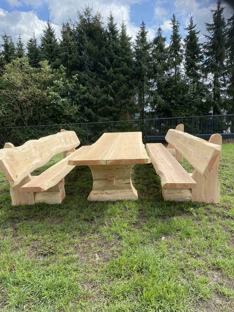 Mega grote Oostenrijkse houten tuin set, Tuin en Terras, Tuinsets en Loungesets, Ophalen of Verzenden, Zo goed als nieuw, Hout