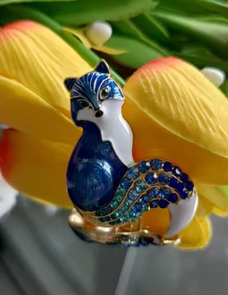 Nieuwe Broche Vos, Met kristal, Overige materialen, Blauw, Minder dan 4 cm