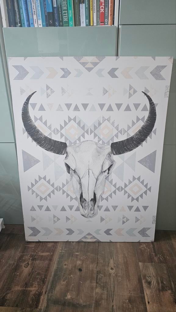 Schilderij Stieren Skull - 113x85 cm, Ophalen of Verzenden