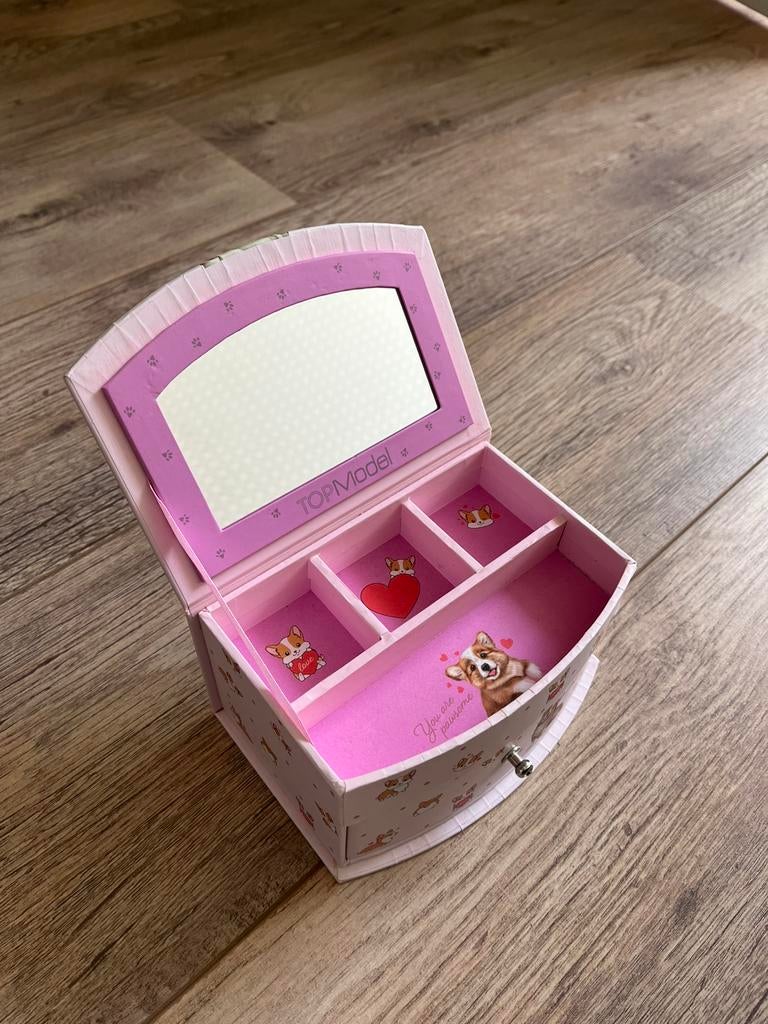 Top Model Sieradendoosje roze parijs hondjes, Ophalen of Verzenden, Zo goed als nieuw