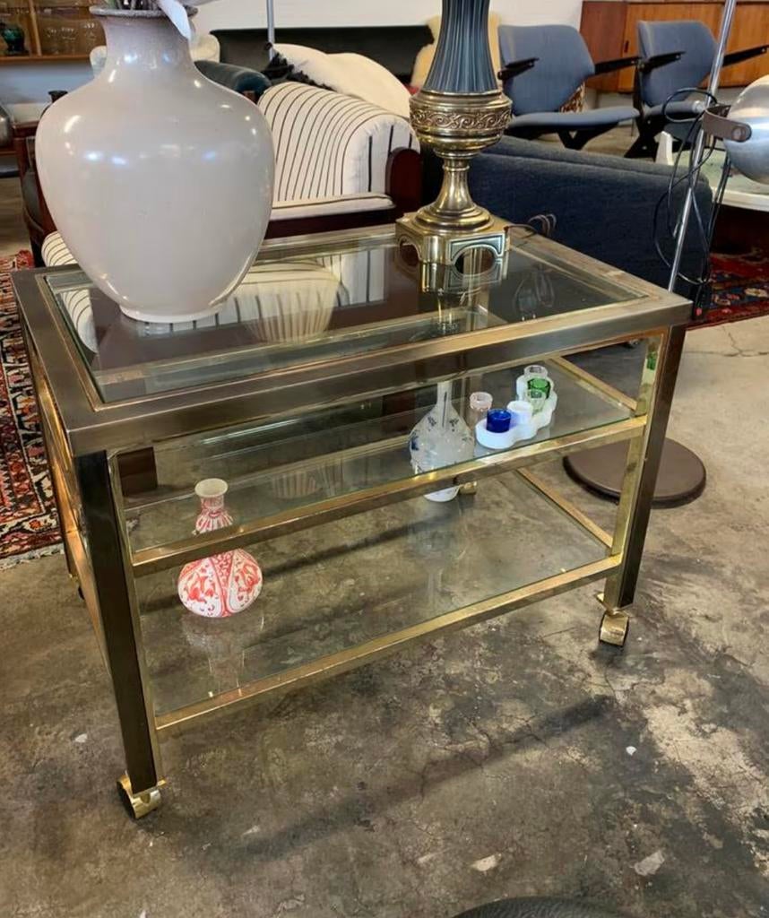 Sidetable serveerwagen Belgo Chrom Hollywood Regency stijl, Ophalen of Verzenden