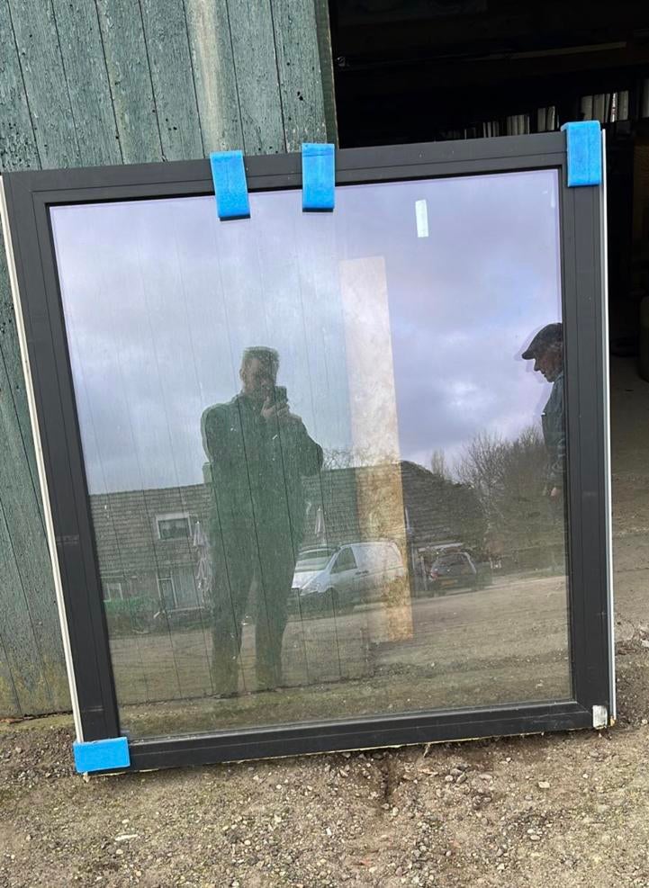 (107) Nieuw zwart aluminium vast raamkozijn incl glas, Raamkozijn, Inclusief glas, 75 tot 150 cm, Ophalen