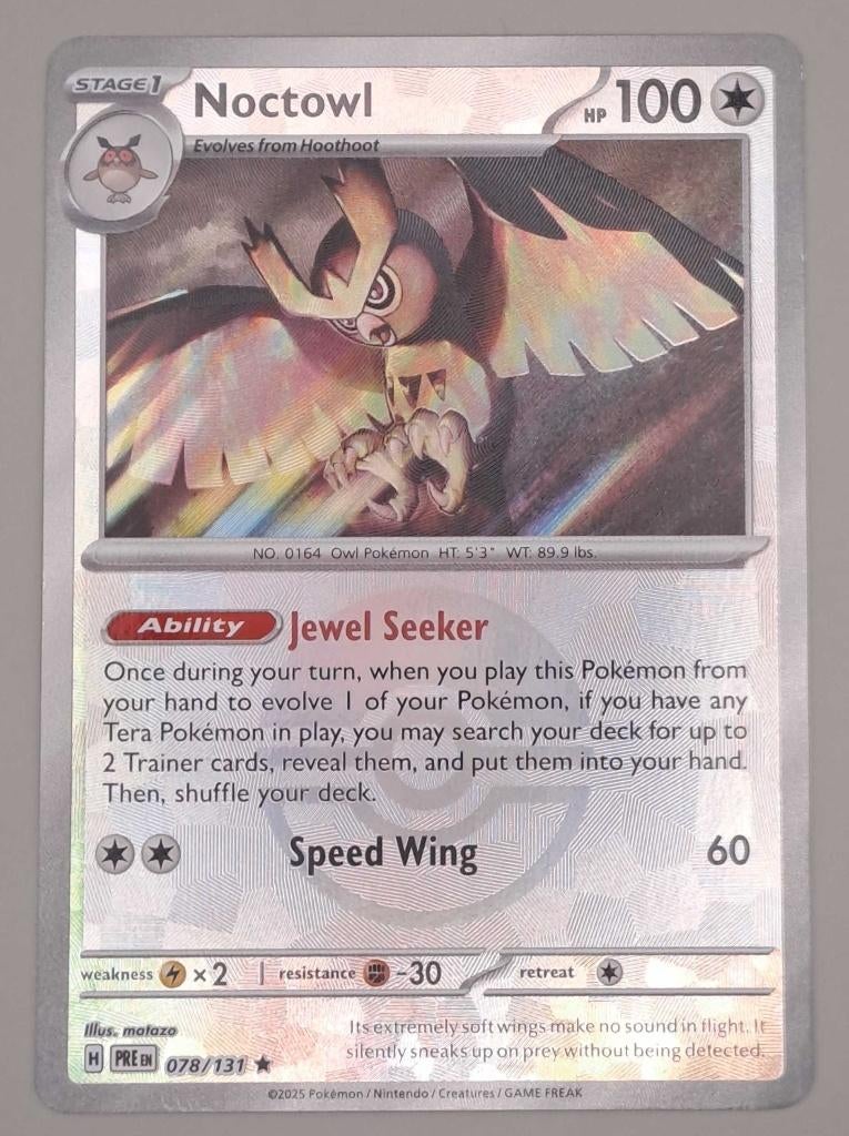 Noctowl PRE 078/131 {Pokéball}, Ophalen of Verzenden, Zo goed als nieuw, Losse kaart, Foil