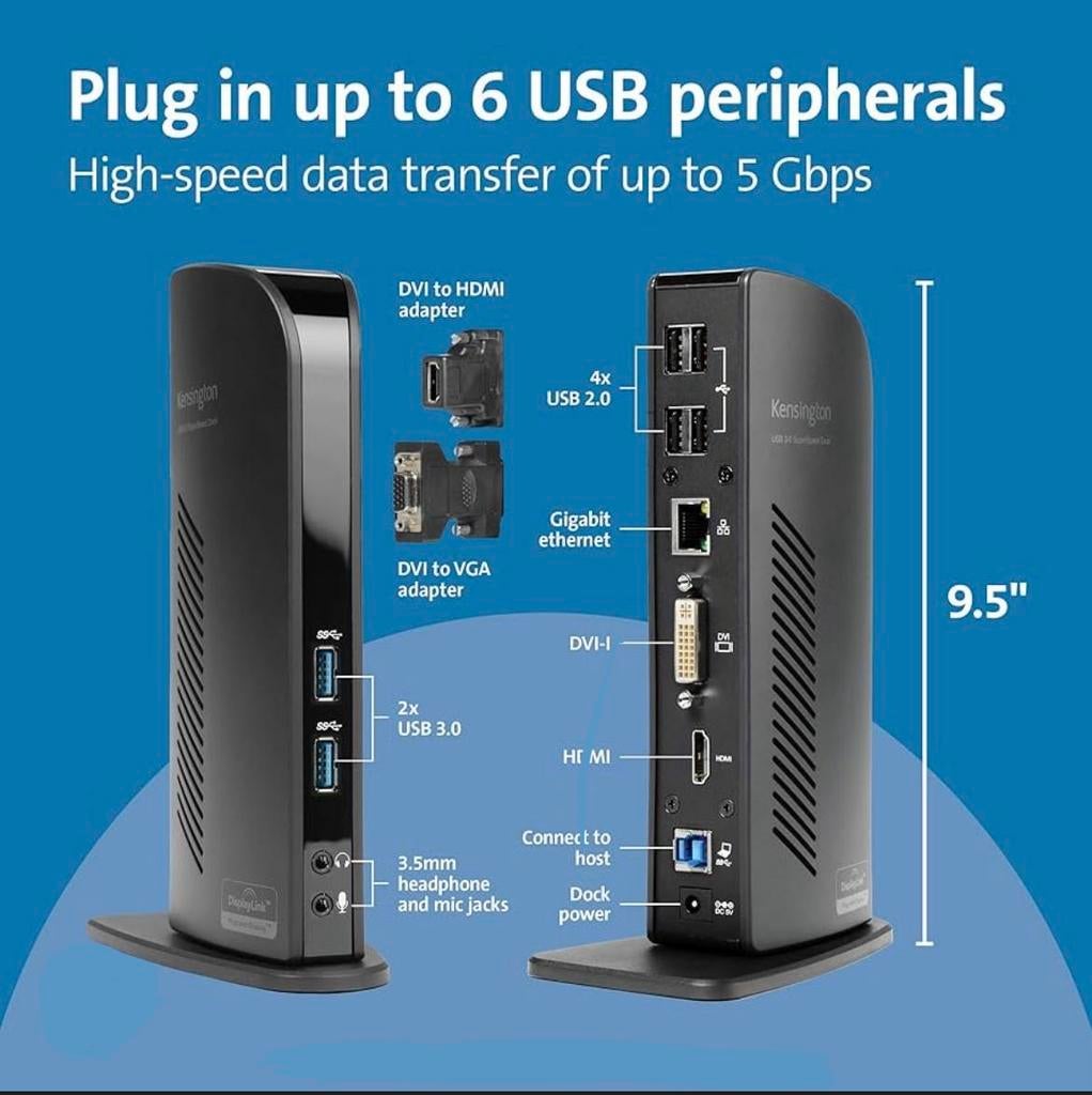 Kensington SD3500v USB 3.0 docking station, Ophalen of Verzenden, Zo goed als nieuw, Docking station, Laptop