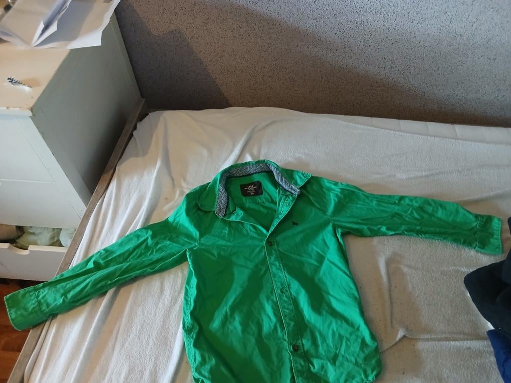 Groen overhemd maat 128, Kinderen en Baby's, Kinderkleding | Maat 122, H&M, Overhemd of Blouse, Ophalen of Verzenden, Zo goed als nieuw