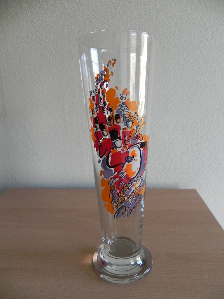 Alfa bier - designglas Limburgse tradities - Schutterij, Ophalen, Zo goed als nieuw, Glas of Glazen, Overige merken