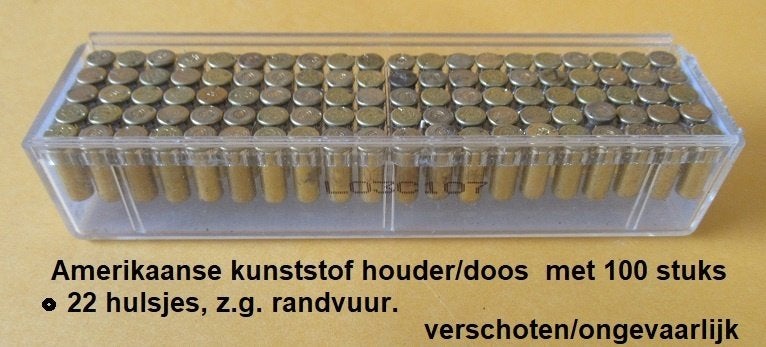 USA box met 100 messing .22 hulsjes, z.g. randvuur, Ophalen of Verzenden, Overige soorten, Amerika, Hulzen of Bodemvondsten