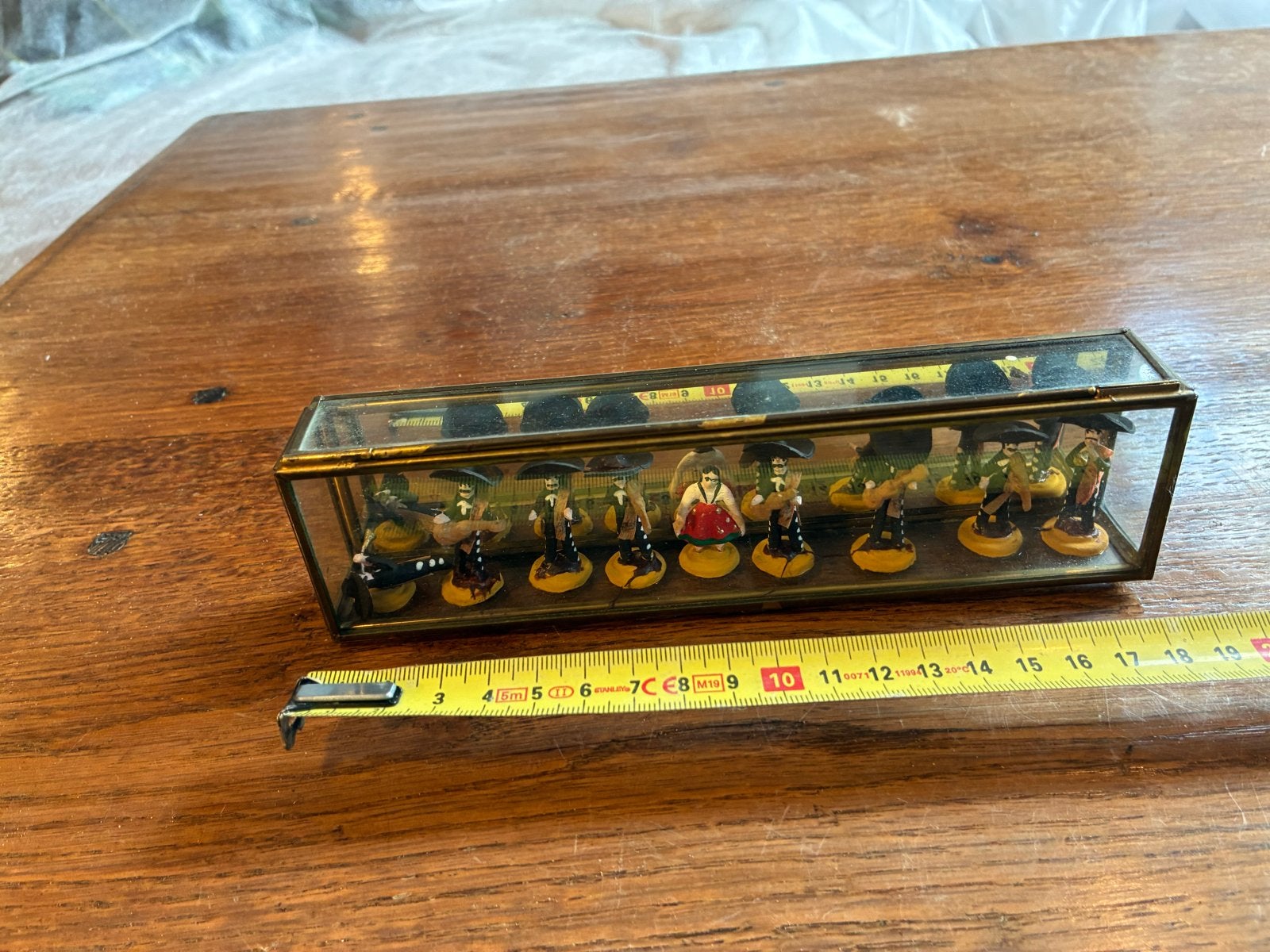 Vintage Mariachi Band Miniatuur Figuren in Vitrine, Ophalen of Verzenden, Gebruikt