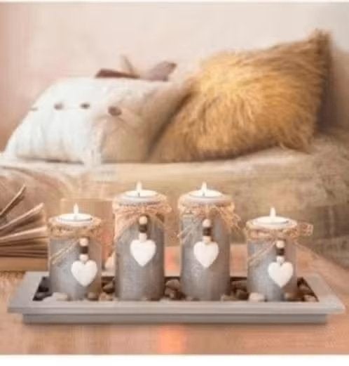 NIEUW! Theelicht houder 4 stuks tafeldecoratie €9,99, Ophalen of Verzenden, Overige materialen