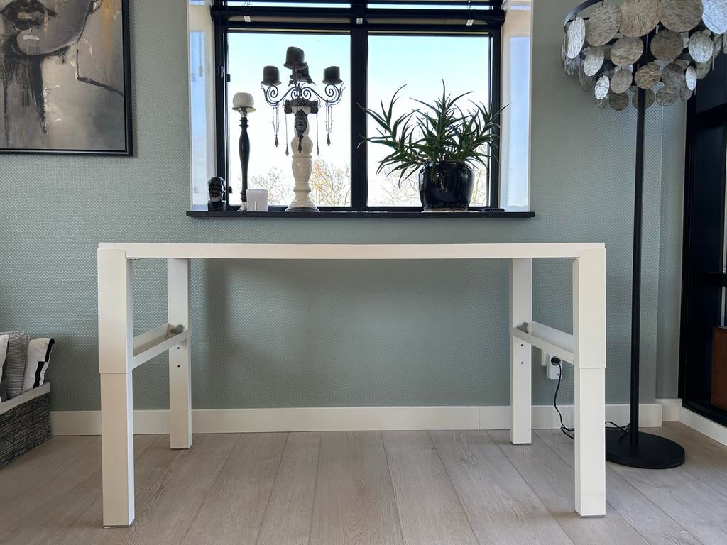 PÅHL bureau wit Ikea 1.28x 0.58m, Huis en Inrichting, Bureaus, Ophalen, In hoogte verstelbaar, Gebruikt