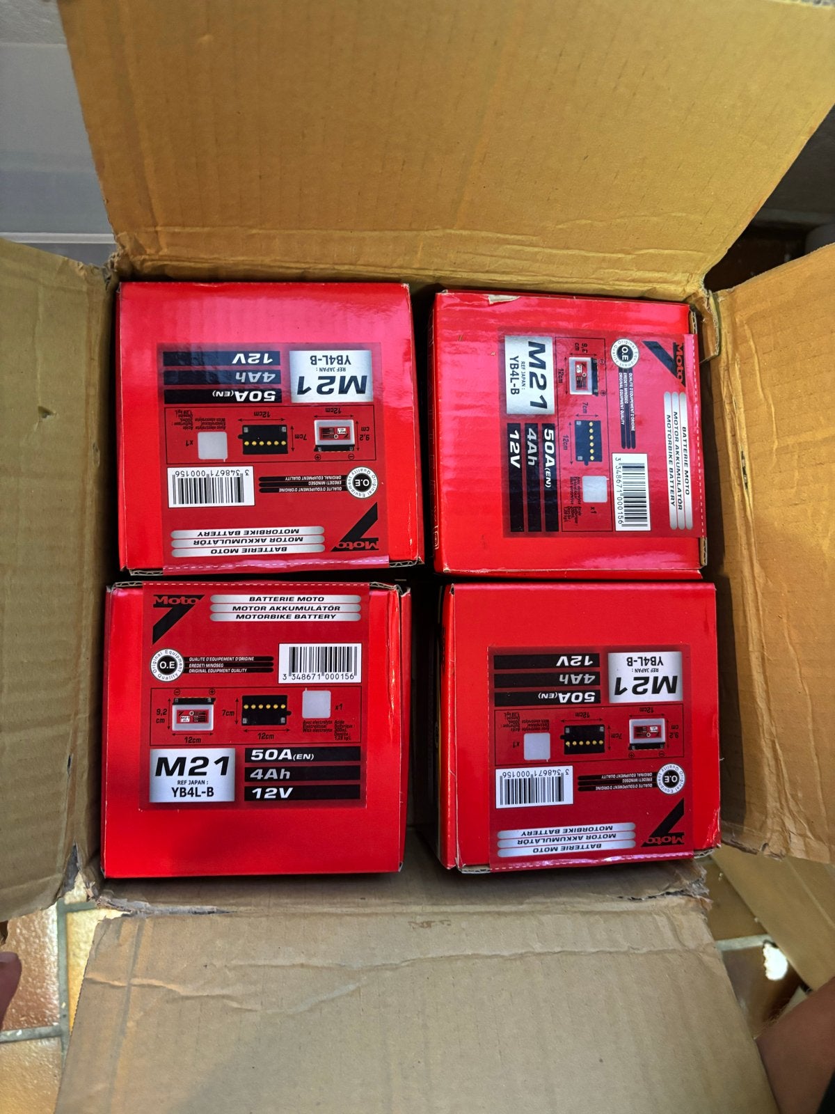 Moto M21 YB4L-B Motorfiets Accu 12V 4Ah, Motoren, Ophalen of Verzenden, Nieuw