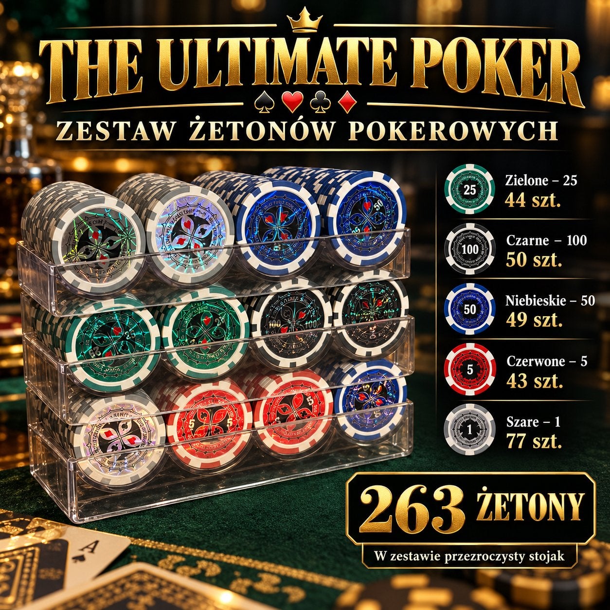 Pokerset Pokerfiches 12 gram - 260 stuks, Vijf spelers of meer, Ophalen, Gebruikt