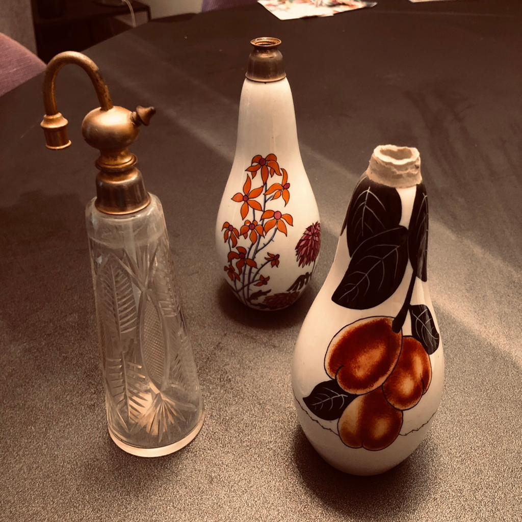 Set van 3 Vintage Flessen: Parfumverstuiver & Vazen, Ophalen of Verzenden