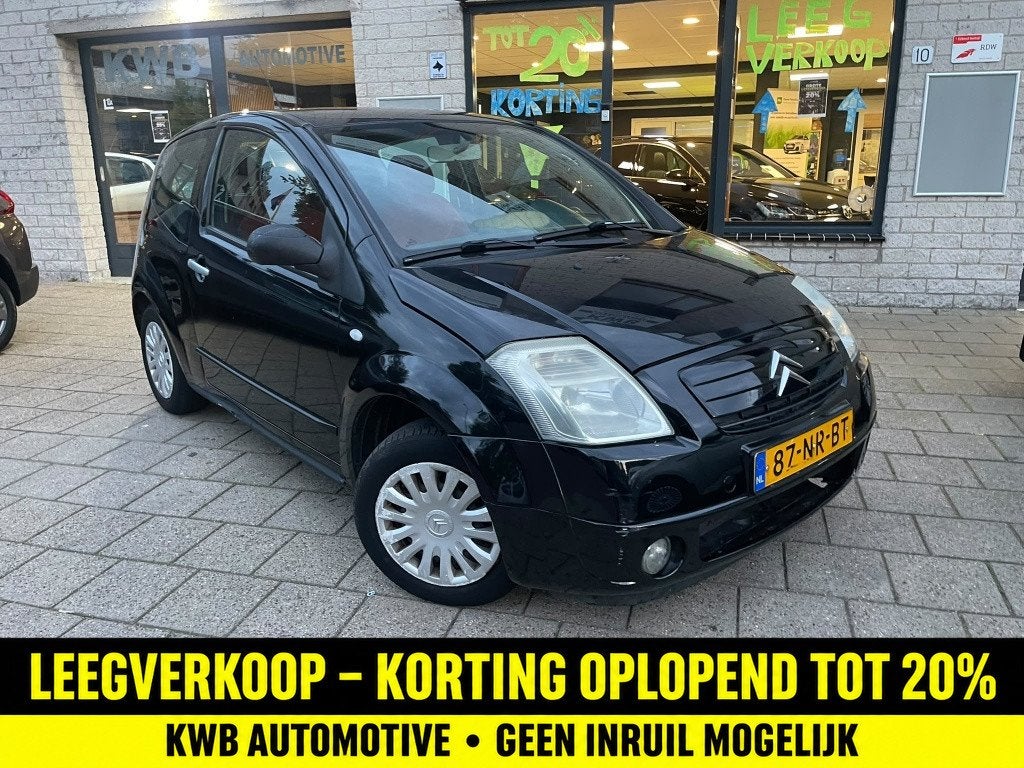 Citroen C2 1.4i Ligne Ambiance Airco Nieuwe apk, Auto's, 450 kg, 4 cilinders, 4 stoelen, Zwart