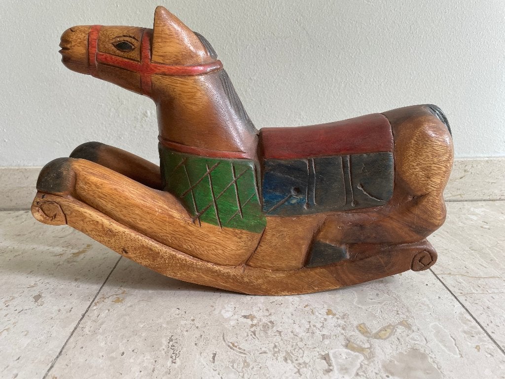 Decoratief en grappig houten hobbelpaardje, Antiek en Kunst, Verzenden