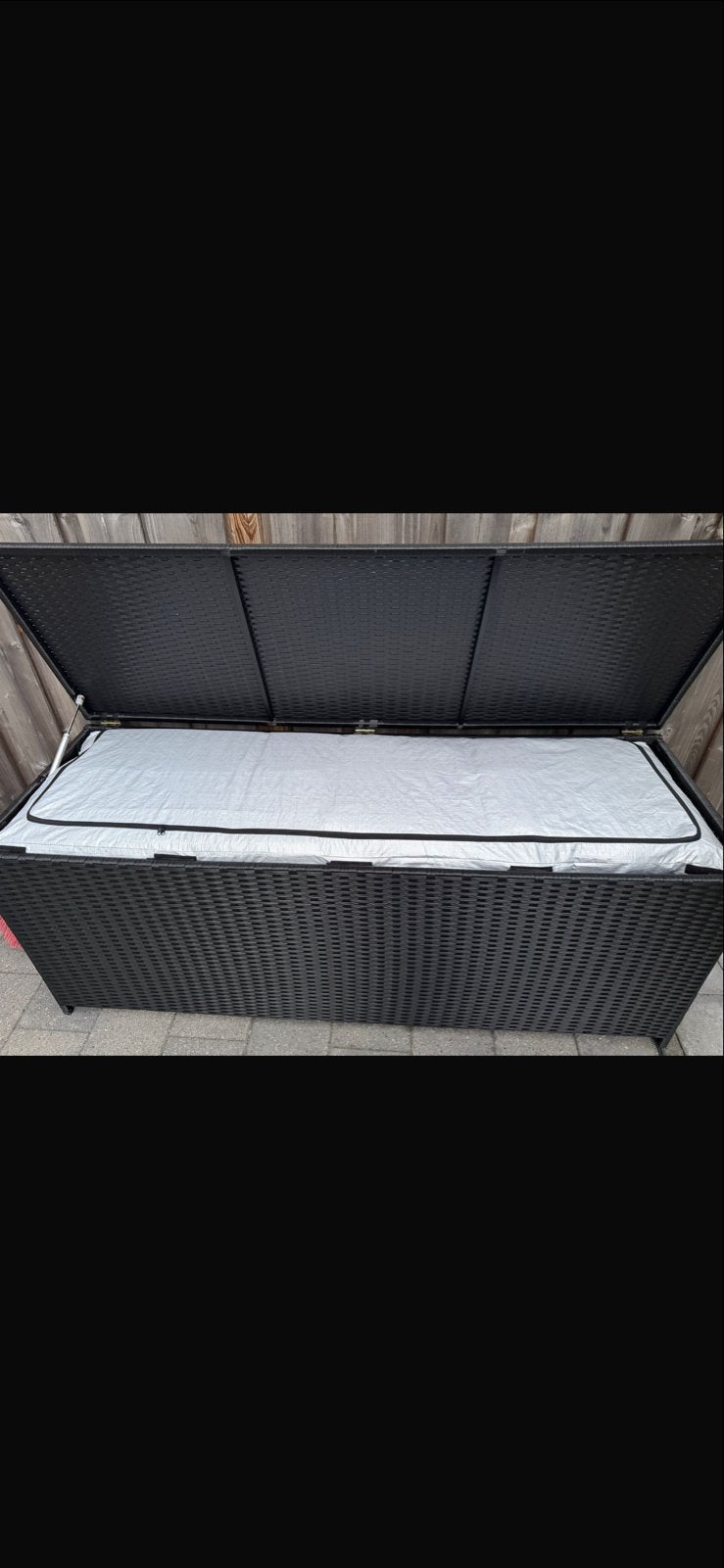 Grote opbergbox van kunststof (wicker look), Tuin en Terras, Ophalen of Verzenden, Zo goed als nieuw, Kunststof, Overige typen