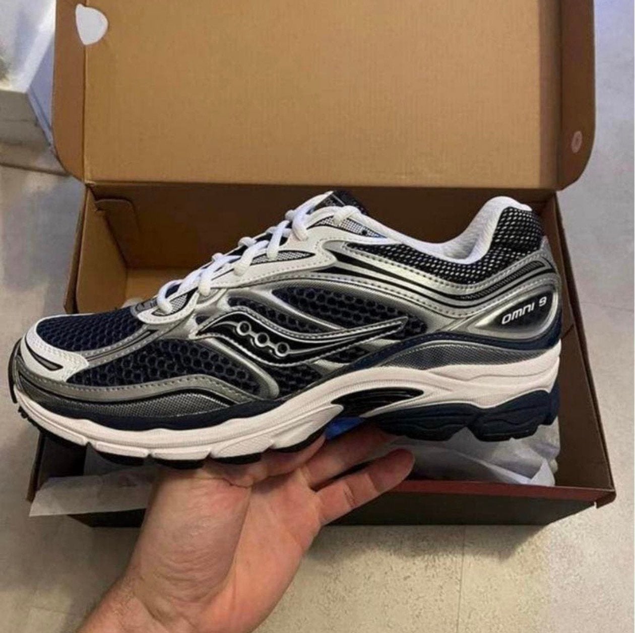 Saucony omni 9 progrid deep navy maat 38 42,5, Ophalen of Verzenden, Nieuw, Blauw