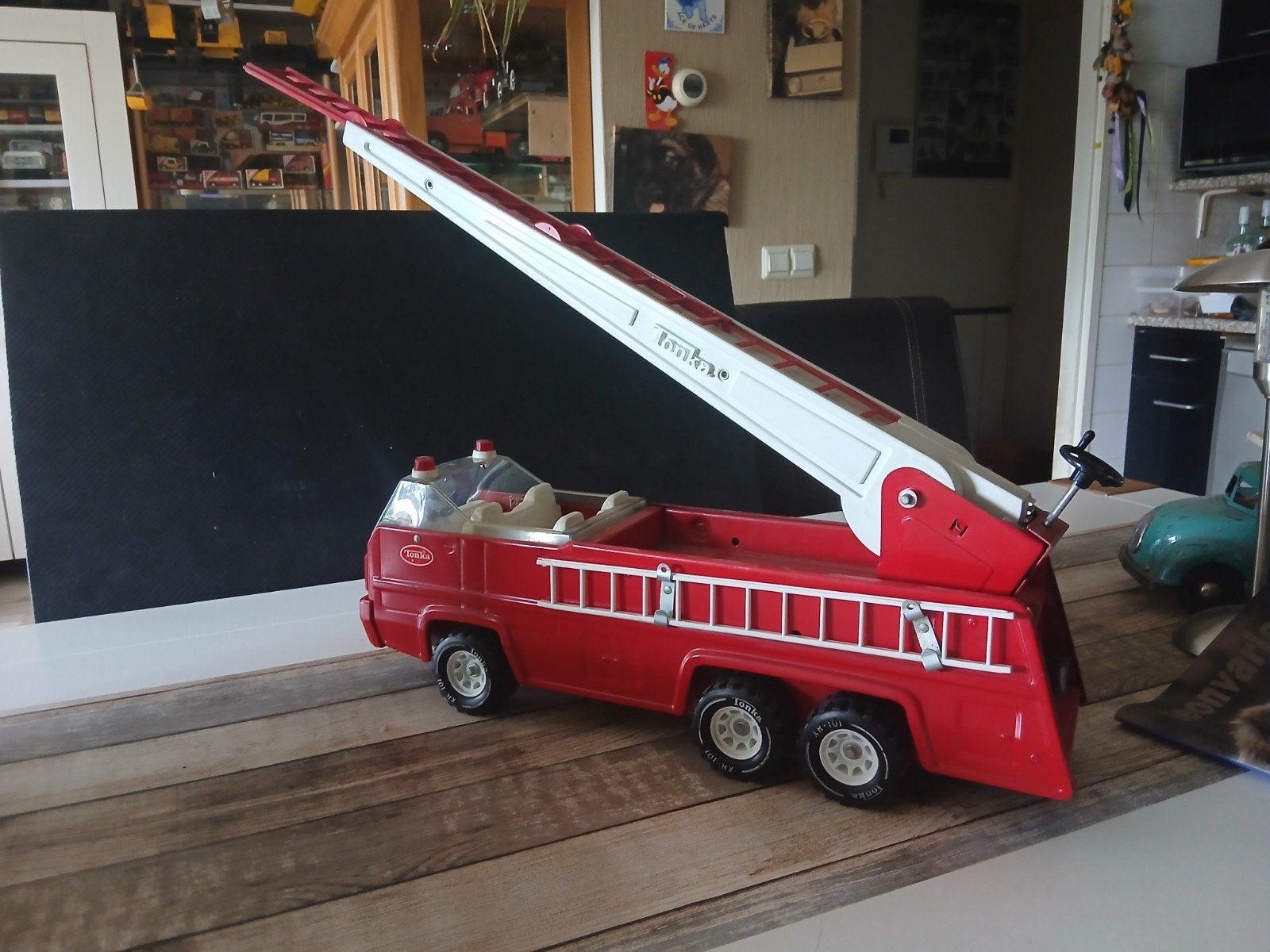 Tonka brandweer ladderwagen, Ophalen of Verzenden, Zo goed als nieuw, Bus of Vrachtwagen, Overige merken