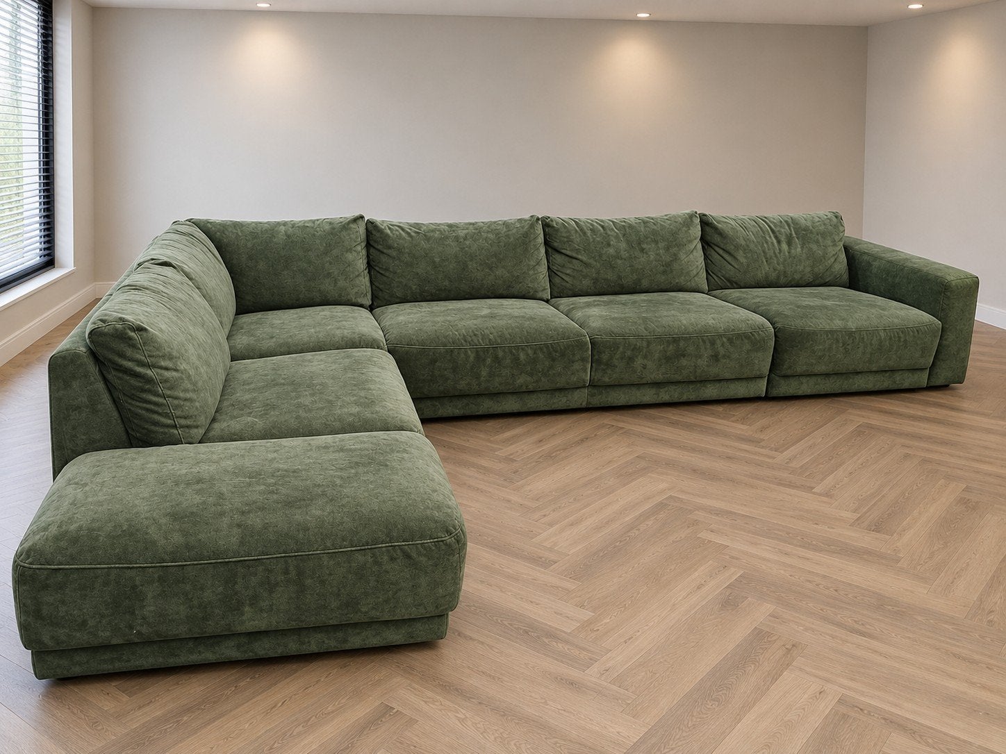 hoekbank velvet 390x220cm  - gereinigd - €399,-