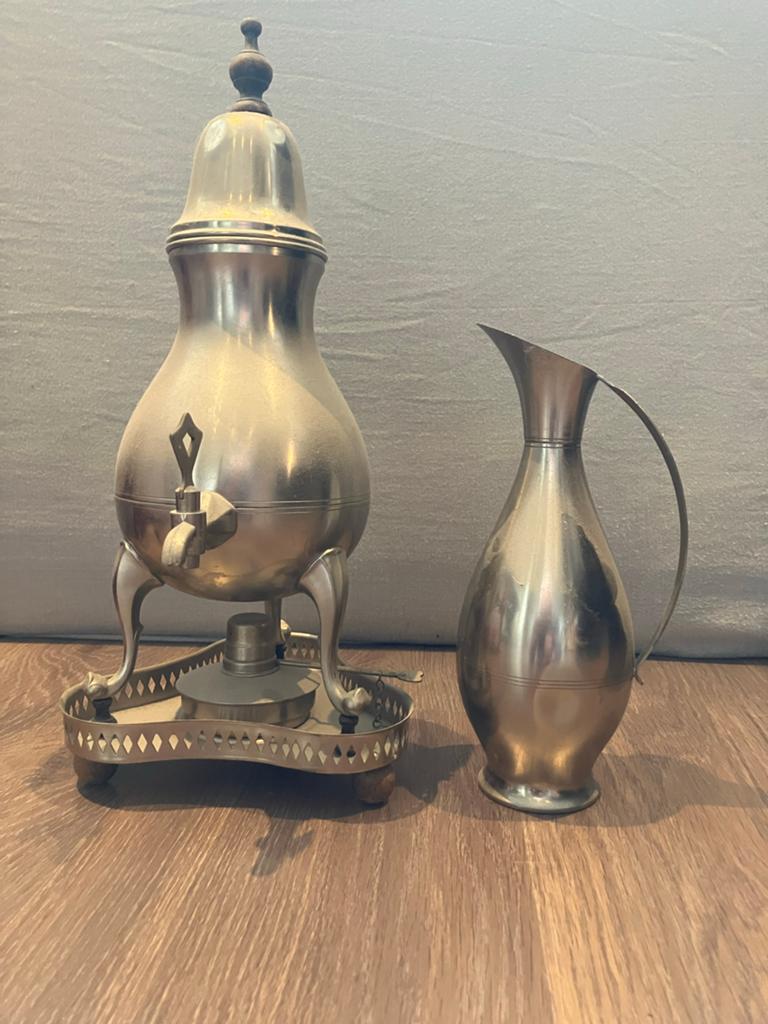 Vintage Tinnen Kraantjeskan en Schenkkan - Decoratief Set, Ophalen of Verzenden