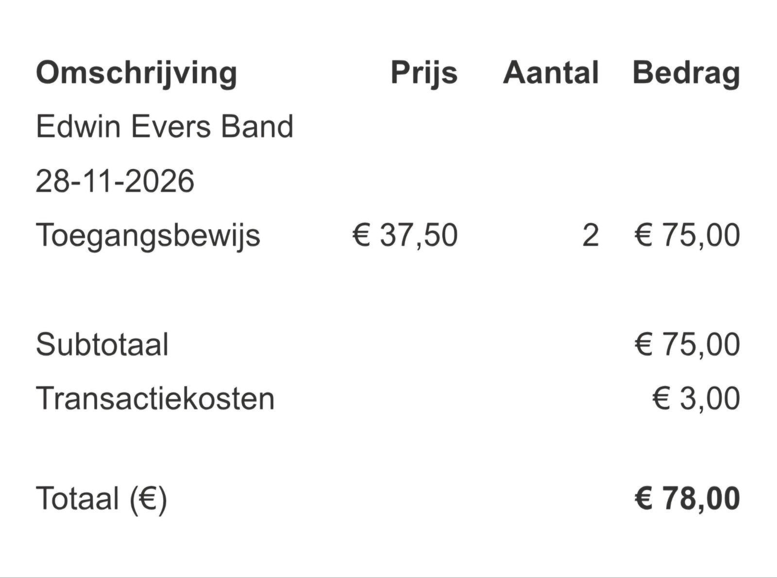2 kaarten Edwin Evers band, Twee personen, November