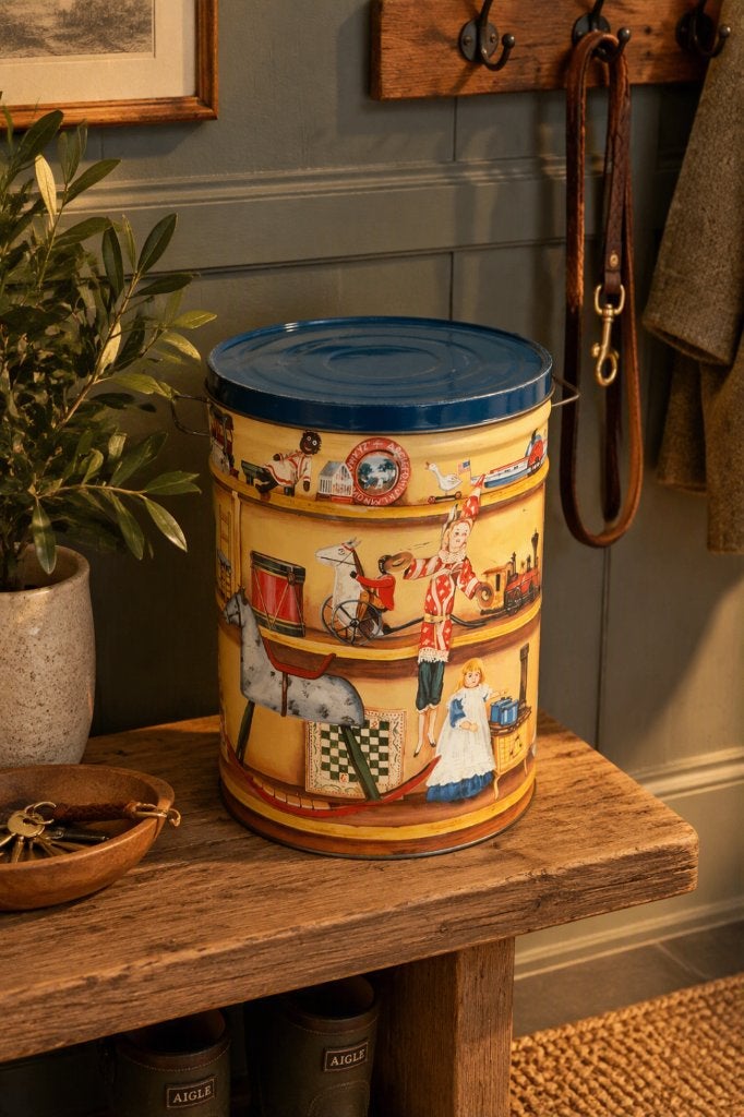 Vintage Bertels Can Co. blikken opbergton (36cm), Ophalen of Verzenden, Gebruikt, Overige, Overige merken