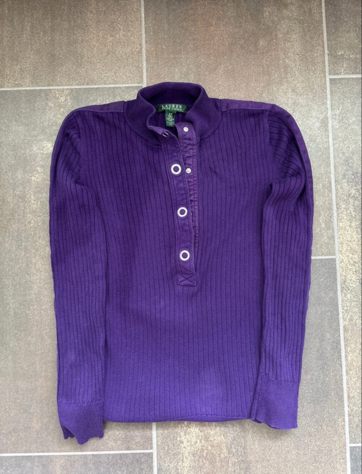 Lauren Ralph Lauren paarse geribbelde trui S/P, Verzenden, Zo goed als nieuw, Maat 36 (S), Paars