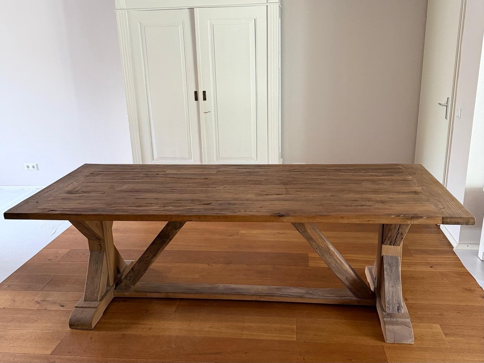 Robuuste massief Eiken Kloostertafel - Eettafel. 240x100, Ophalen, 100 tot 150 cm, Eikenhout, 200 cm of meer