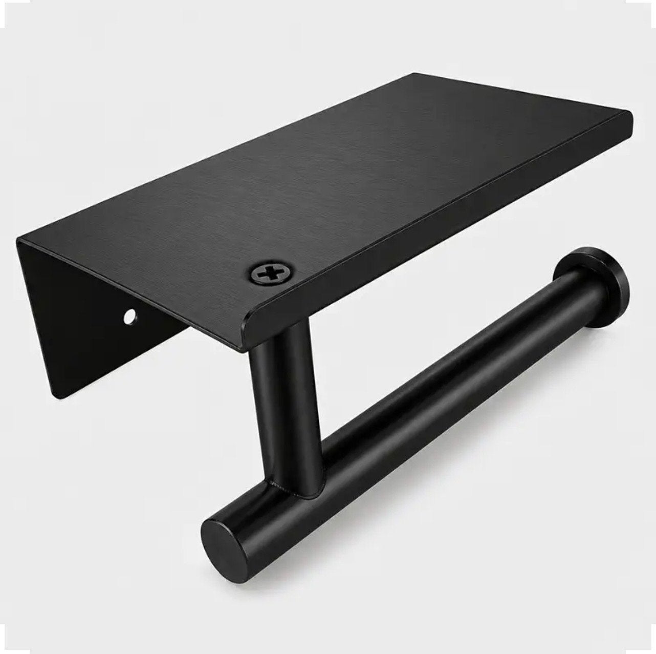 Nieuwe metalen wc-houder: huurvriendelijk of schroefbaar, Ophalen of Verzenden, Nieuw, Zwart, Toilet-accessoire