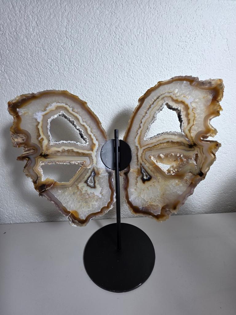 Agaat vlinder op standaard - Uniek mineraal decoratie, Ophalen of Verzenden, Mineraal