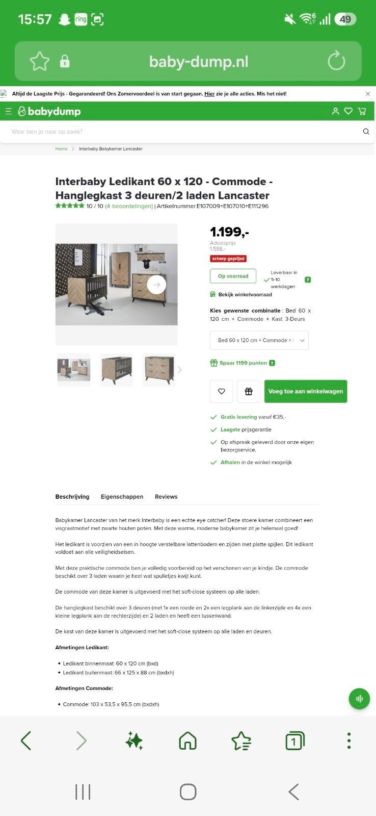 Interbaby Lancaster Commode, kast en ledikant babykamer, Kinderen en Baby's, Kinderkamer | Complete kinderkamers, Ophalen, Gebruikt