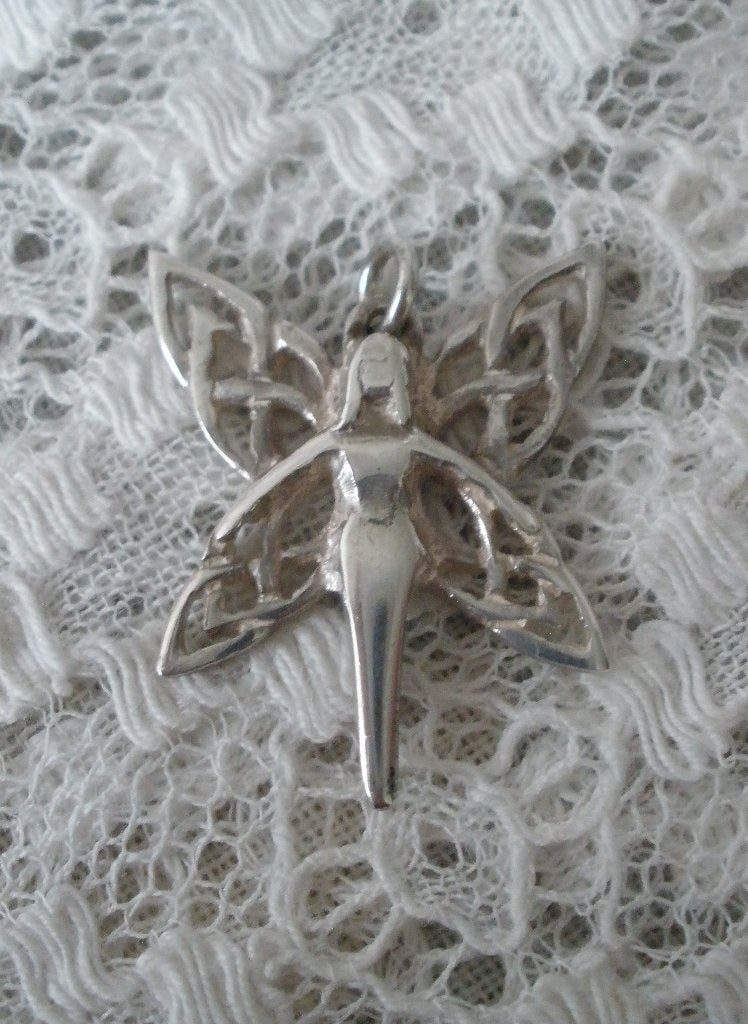 Zilveren kettinghangertje - Engeltje, Ophalen of Verzenden, Zo goed als nieuw, Kruis of Symbool, Zilver
