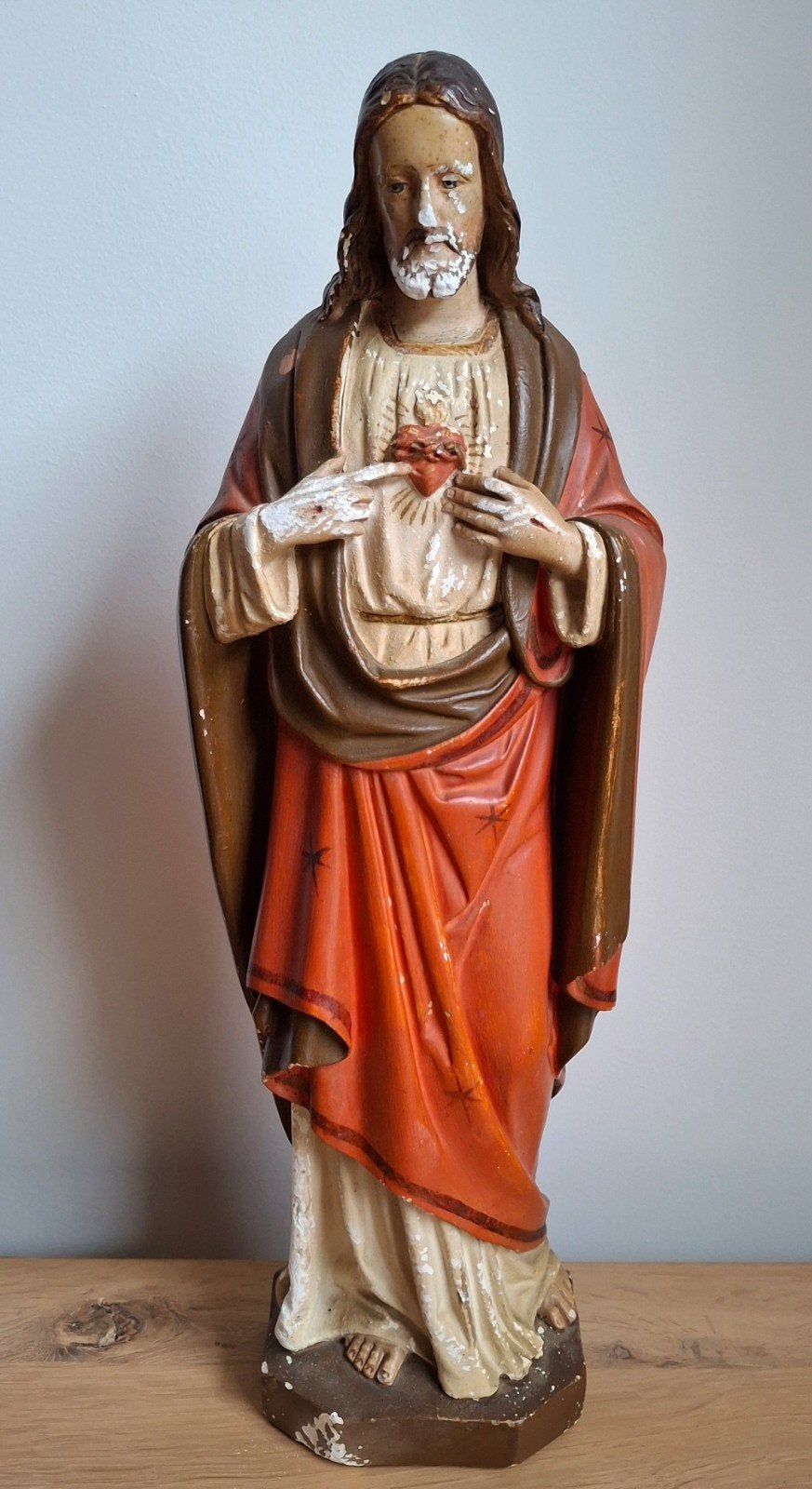 Antiek Heilig Hart beeld van Jezus Christus, Ophalen of Verzenden