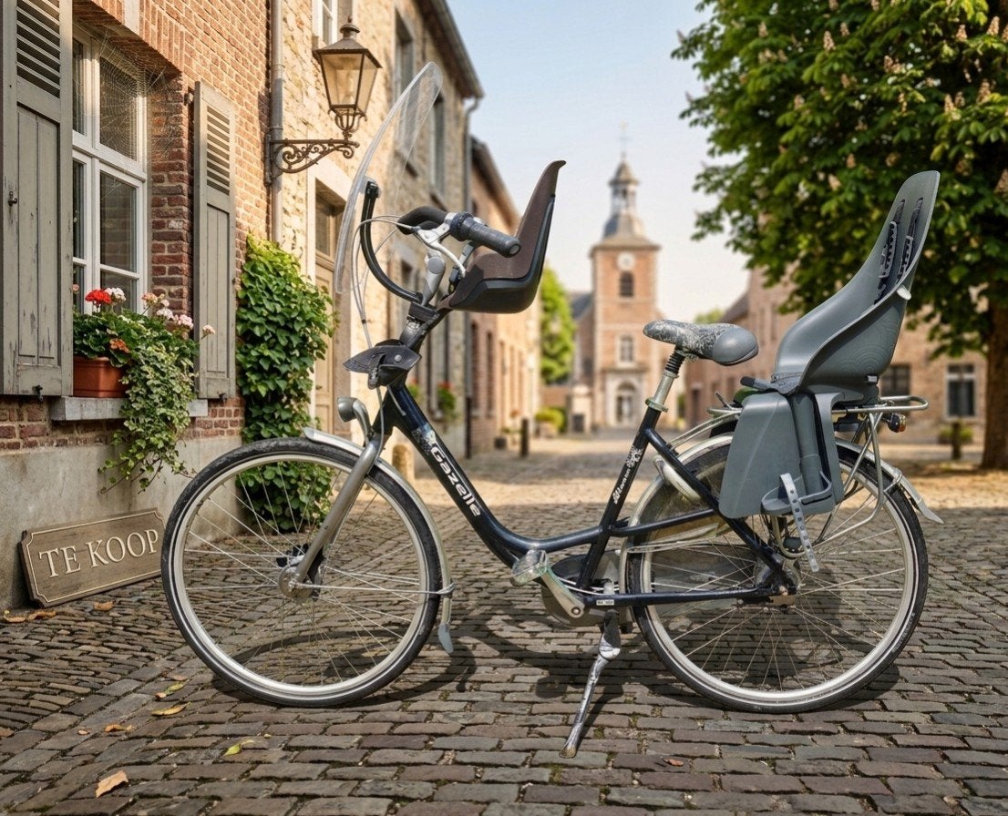 Gazelle Bloom Moederfiets. Inclusief 2 stoeltjes+ windscherm, Ophalen, 2 zitjes, Gebruikt, Dubbele standaard
