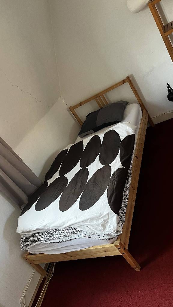 eenpersoons bed/IKEA met lattenbodem en matras, Ophalen, Gebruikt, 90 cm, Landelijk