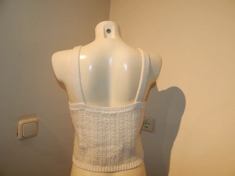 Maje schattige gebreide top wit met creme ruit printje 2/M, Maat 38/40 (M), Verzenden, Wit, Zonder mouw